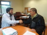 Jos&eacute; C&aacute;rdenas en la oficina del defensor B&oacute;rquez cuando fue a buscar su sentencia absolutoria