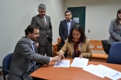 Defensora Regional B&aacute;rbara Katz, Juez de Carahue Rodrigo Alarc&oacute;n junto a Pablo Ardouin de la DPM y Mario Quezada JER de La Araucan&iacute;a