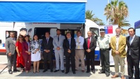 Los integrantes del gabinete de justicia regional en la inaguracion del movil de Registro Civil 