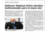 Diario La Prensa destac&oacute; los desaf&iacute;os 2021 informados por el Defensor Regional del Maule