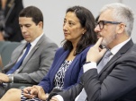 (Foto: gentileza de Myke Sena/DPU) Claudia Castelletti y Ra&uacute;l Palma durante la jornada inicial del curso que dictan en Brasilia (Brasil).