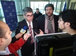 Tras veredicto absolutorio defensores penales p&uacute;blicos Jose Miguel Navarrete y Ram&oacute;n B&oacute;rquez fueron abordados por la prensa regional
