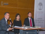 El Jefe de Estudios Mario Palma, la Directora Acad&eacute;mica de COLCRIM Natalia Letelier y el Pdte. de los fiscales Mario Carrera en lanzamiento del libro.