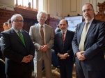 De izquierda a derecha, el ex subsecretario Jaime Arellano, los magistrados Jorge Dahm y Sergio Mu&ntilde;oz, junto al Defensor Nacional (S). 