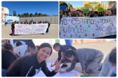 Cuatro lienzos y decenas de carteles fueron elaborados por las internas y llevados a la marcha por RAC.